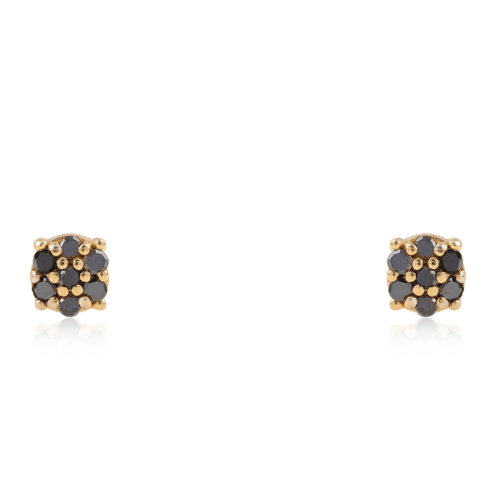 Pendientes de Plata Bañada en Oro con Diamante Negro 2 