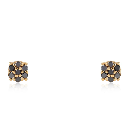 Pendientes de Plata Bañada en Oro con Diamante Negro