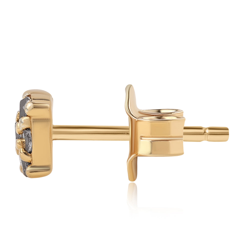 Pendientes de Plata Bañada en Oro con Diamante Negro 3 