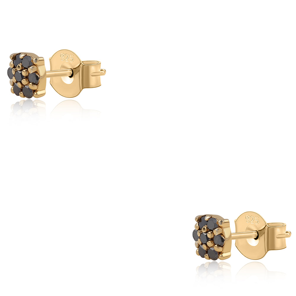 Pendientes de Plata Bañada en Oro con Diamante Negro 1 