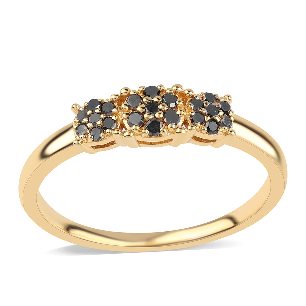 Anillo de Plata Bañada en Oro con Diamante Negro 1 