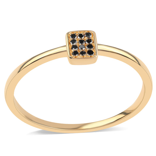 Anillo de Plata Bañada en Oro con Diamante Negro