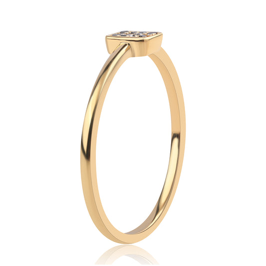 Anillo de Plata Bañada en Oro con Diamante Negro