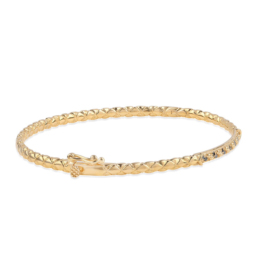 Pulsera de Plata Bañada en Oro con Diamante Negro 3 