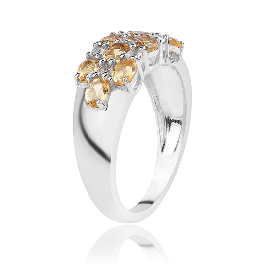 Anillo de Plata con AA Citrino de Brasil y Topacio Blanco