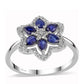 Anillo de Plata con Zafiro Azul Australiano y Topacio Blanco