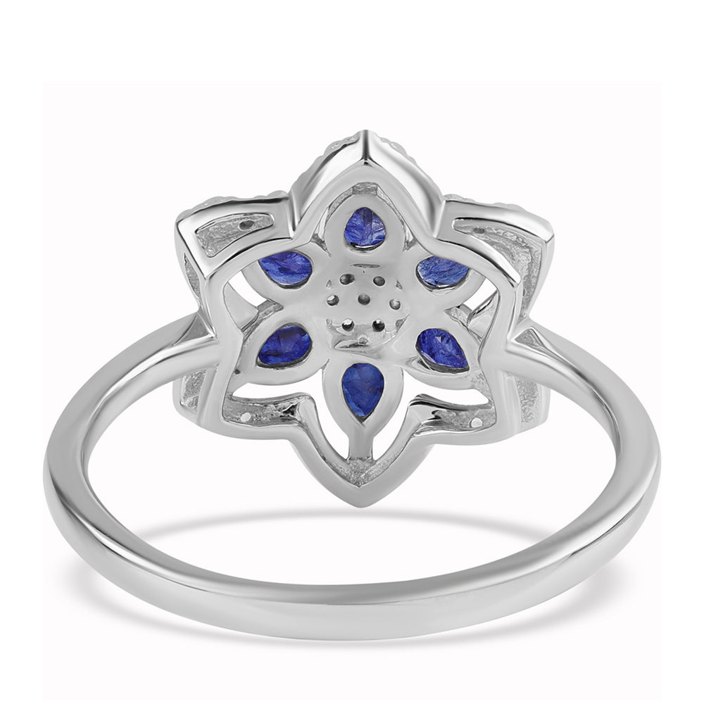 Anillo de Plata con Zafiro Azul Australiano y Topacio Blanco 3 