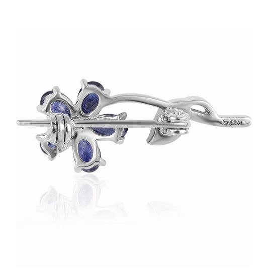 Broche de Plata con Zafiro Azul Australiano y Topacio Blanco