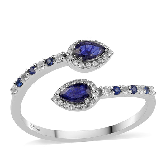 Anillo de Plata con Zafiro Azul Australiano y Topacio Blanco