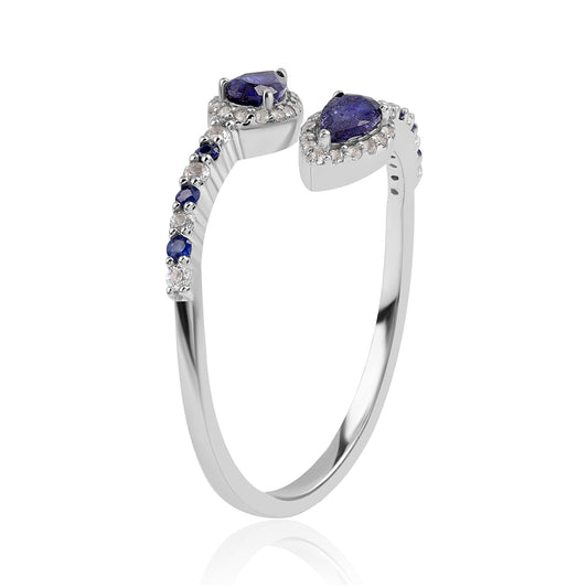 Anillo de Plata con Zafiro Azul Australiano y Topacio Blanco