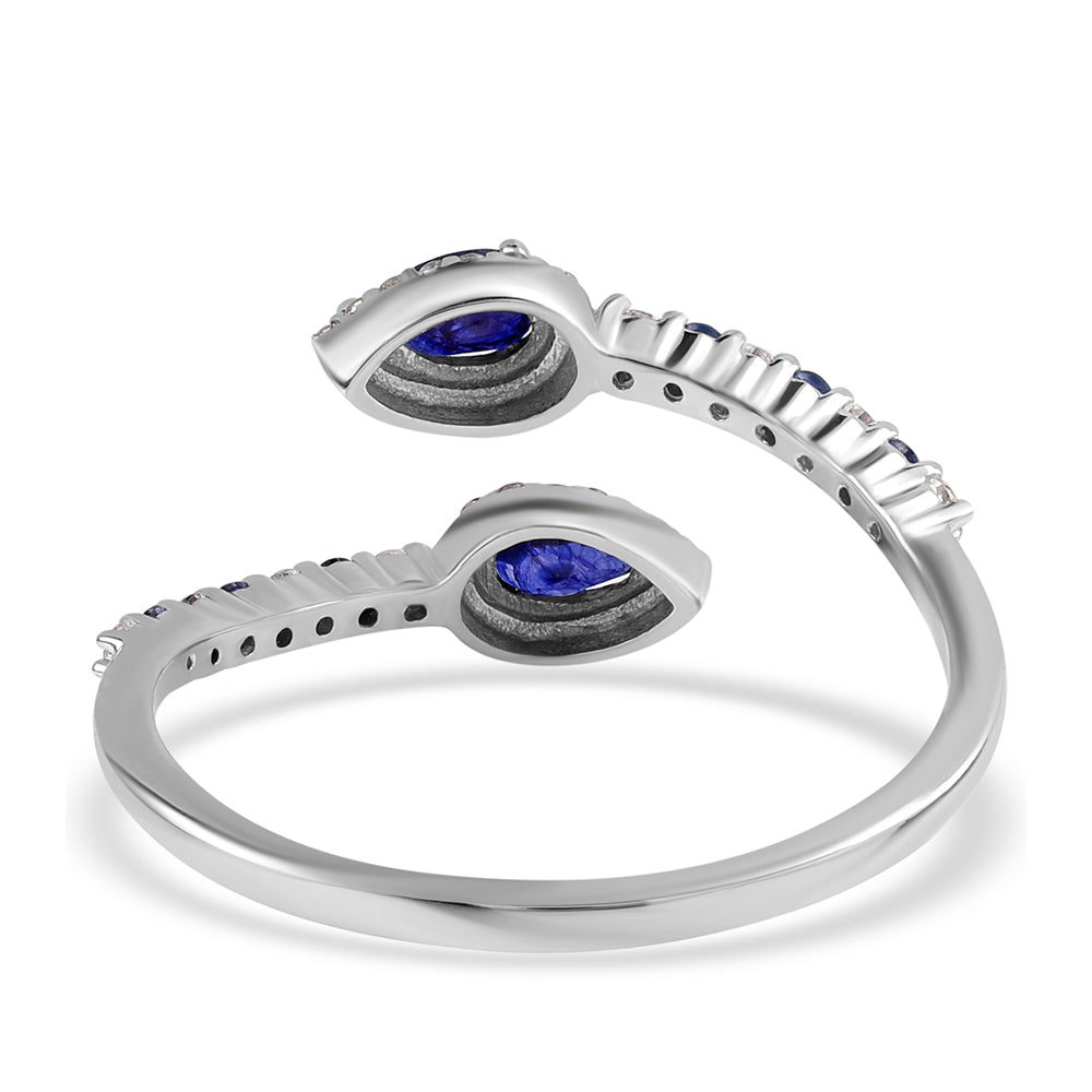 Anillo de Plata con Zafiro Azul Australiano y Topacio Blanco