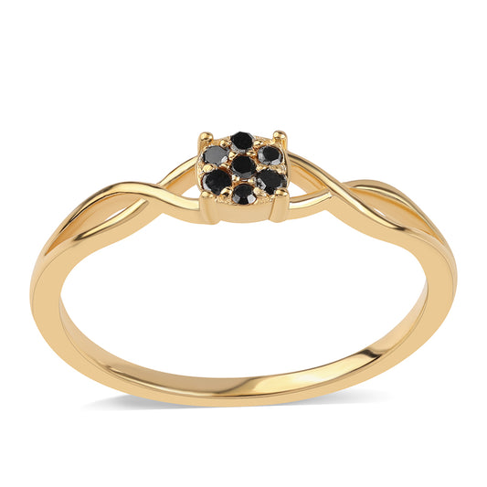 Anillo de Plata Bañada en Oro con Diamante Negro