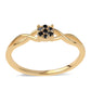 Anillo de Plata Bañada en Oro con Diamante Negro