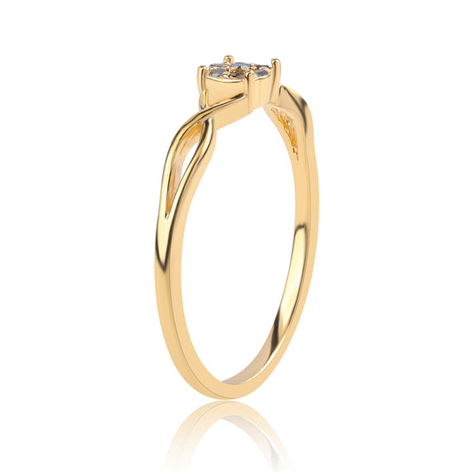 Anillo de Plata Bañada en Oro con Diamante Negro