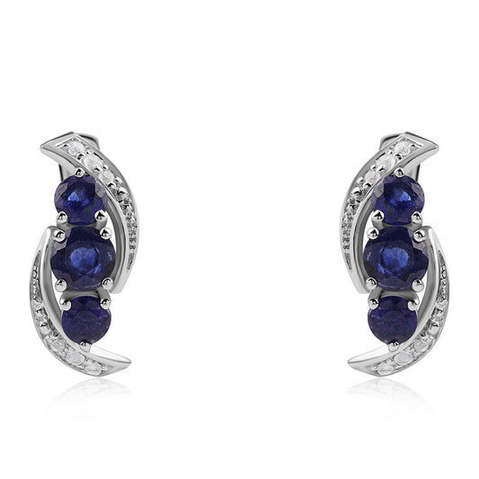 Pendientes de Plata con Zafiro Azul Australiano y Topacio Blanco
