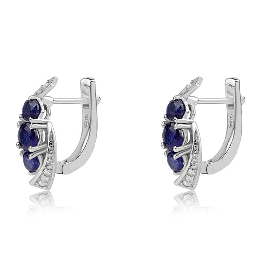 Pendientes de Plata con Zafiro Azul Australiano y Topacio Blanco
