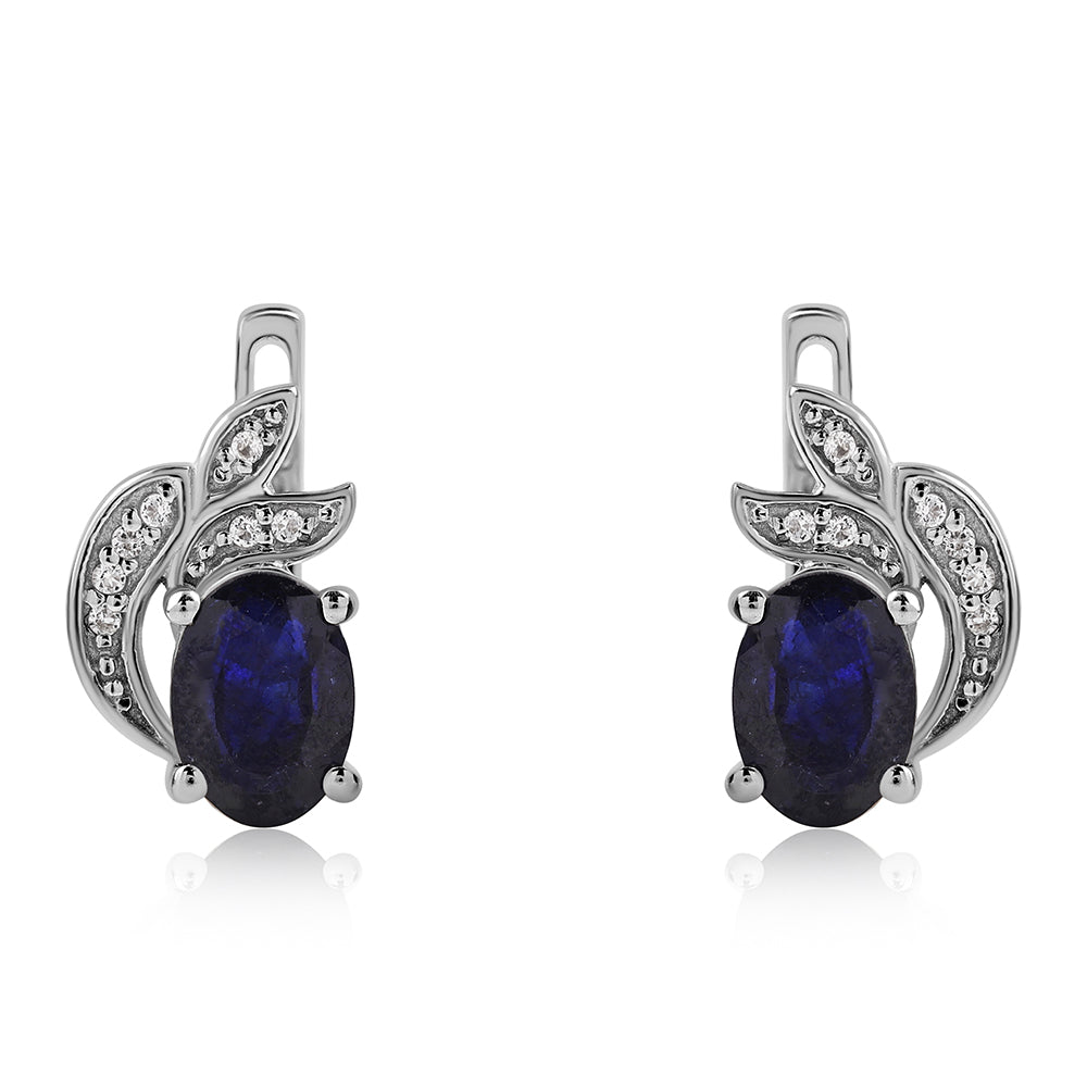 Pendientes de Plata con Zafiro Azul Australiano y Topacio Blanco