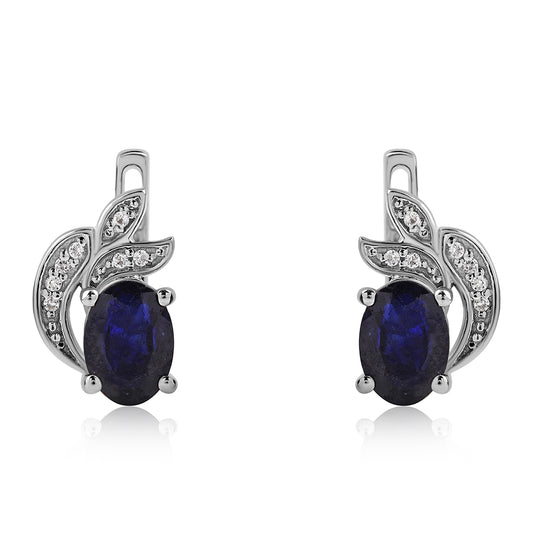 Pendientes de Plata con Zafiro Azul Australiano y Topacio Blanco