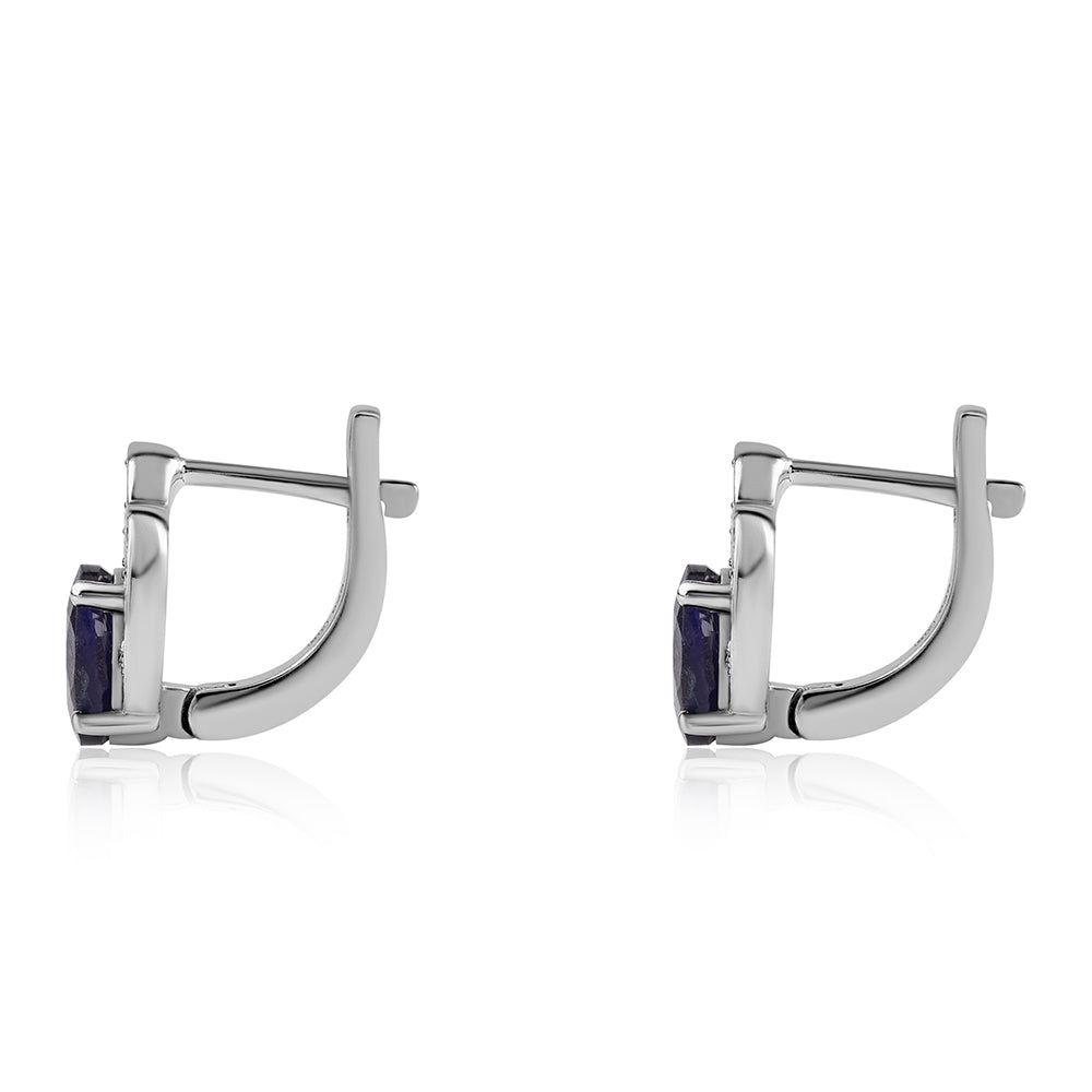 Pendientes de Plata con Zafiro Azul Australiano y Topacio Blanco 3 