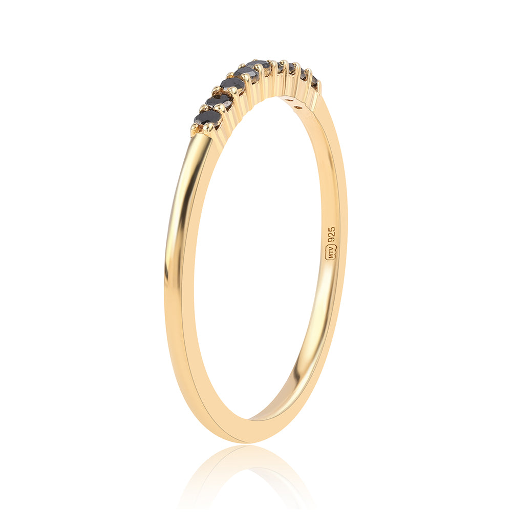 Anillo de Plata Bañada en Oro con Diamante Negro 3 