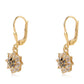Pendientes de Plata Bañada en Oro con Diamante Negro y Topacio Blanco