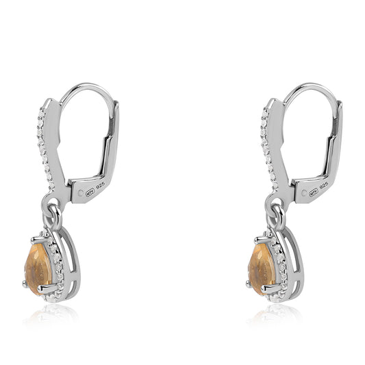 Pendientes de Plata con AA Citrino de Brasil y Topacio Blanco
