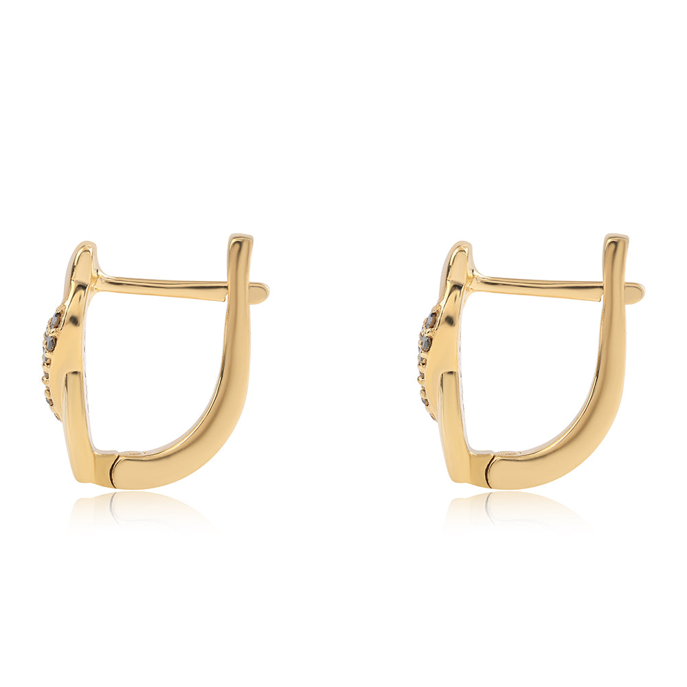 Pendientes de Plata Bañada en Oro con Diamante Negro 2 