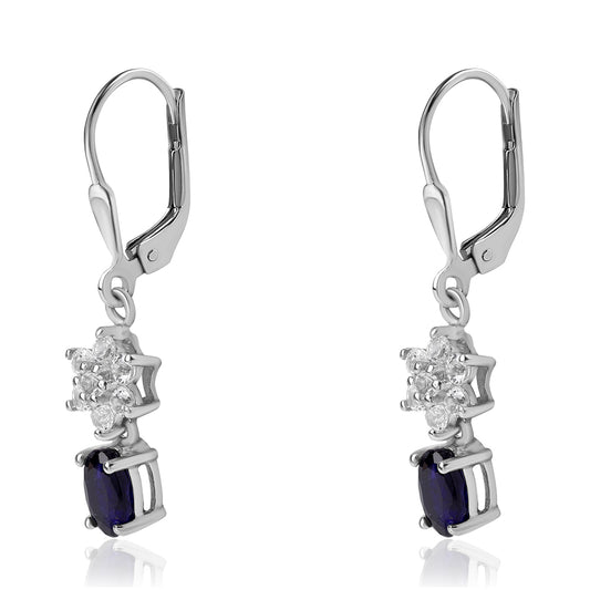 Pendientes de Plata con Zafiro Azul Australiano y Topacio Blanco
