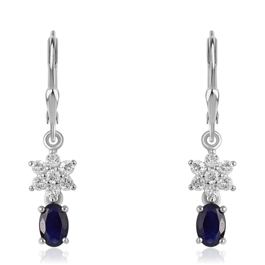 Pendientes de Plata con Zafiro Azul Australiano y Topacio Blanco