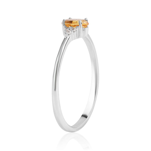 Anillo de Plata con AA Citrino de Brasil y Topacio Blanco