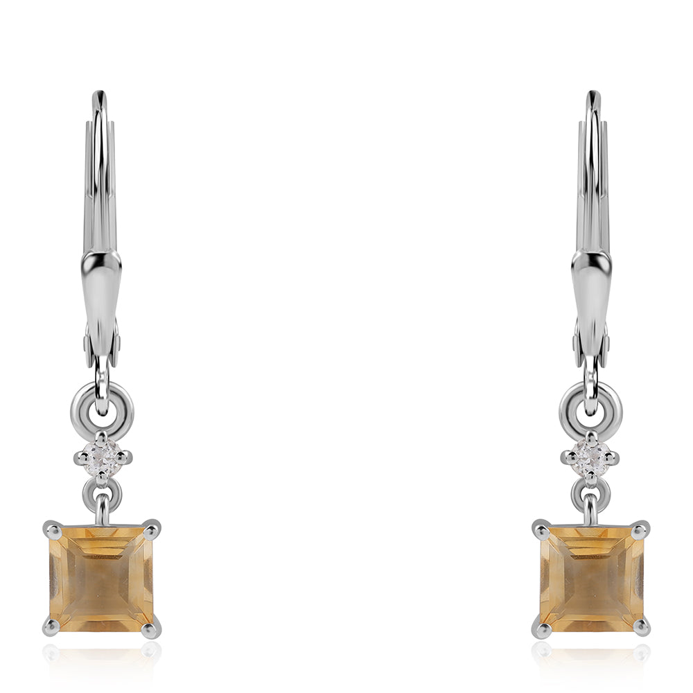 Pendientes de Plata con AA Citrino de Brasil y Topacio Blanco 2 
