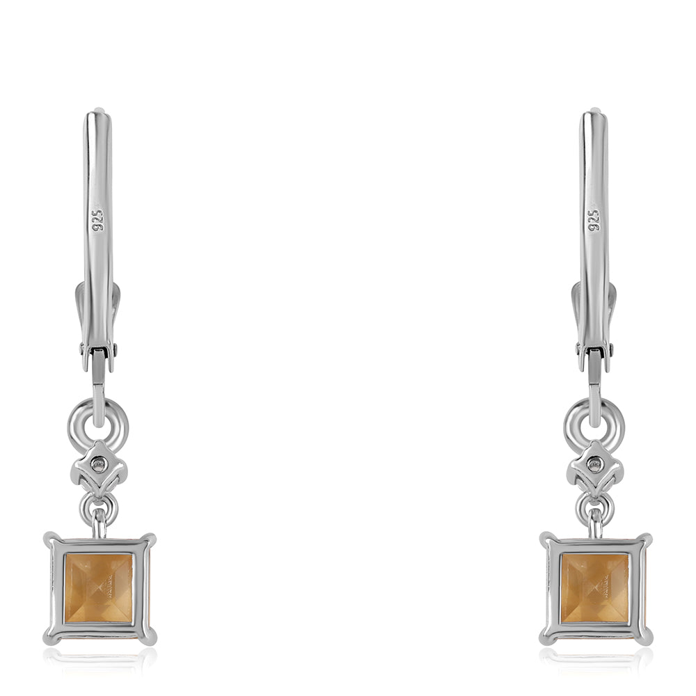 Pendientes de Plata con AA Citrino de Brasil y Topacio Blanco 3 