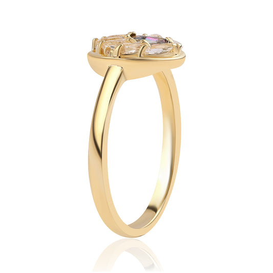 Anillo de Plata Bañada en Oro con Topacio Místico y Topacio Blanco