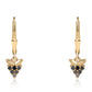 Pendientes de Plata Bañada en Oro con Diamante Negro