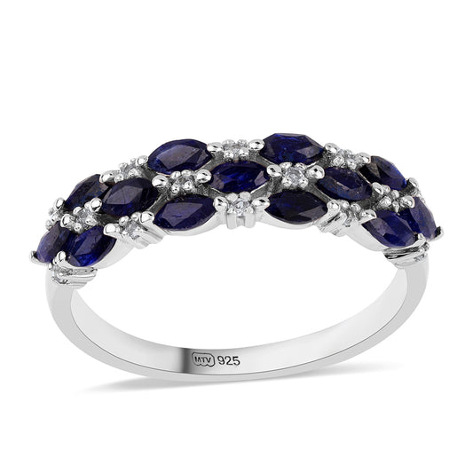 Anillo de Plata con Zafiro Azul Australiano y Topacio Blanco