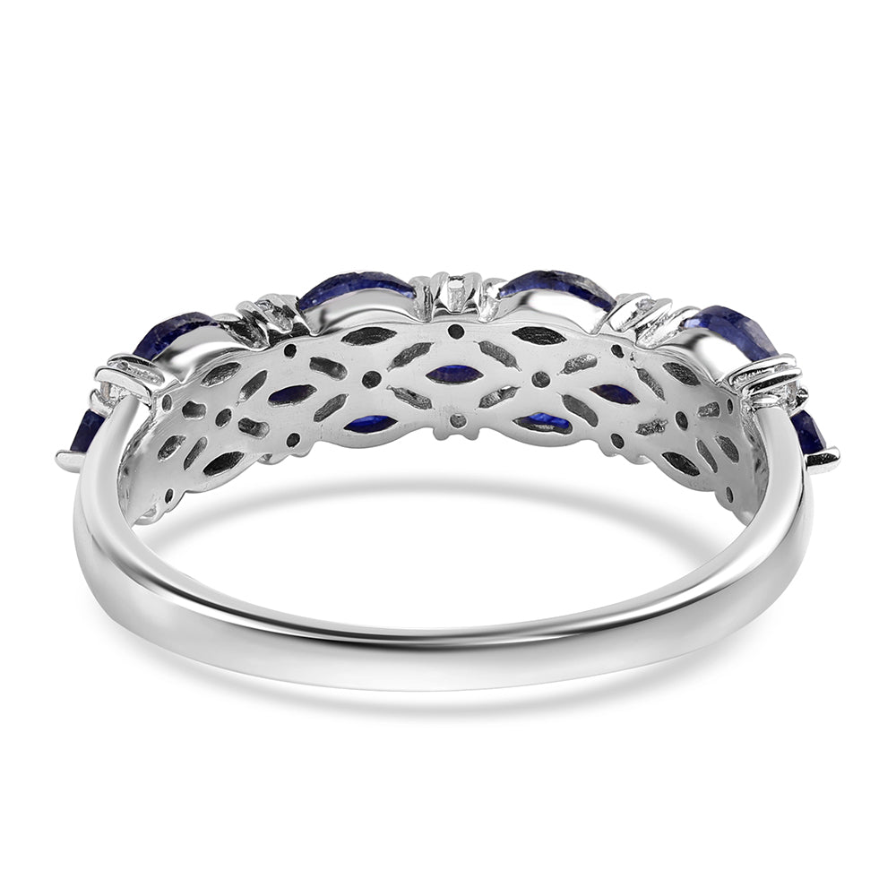 Anillo de Plata con Zafiro Azul Australiano y Topacio Blanco