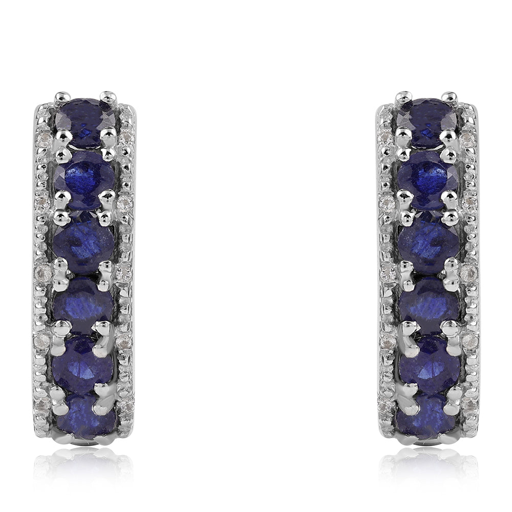 Pendientes de Plata con Zafiro Azul Australiano y Topacio Blanco