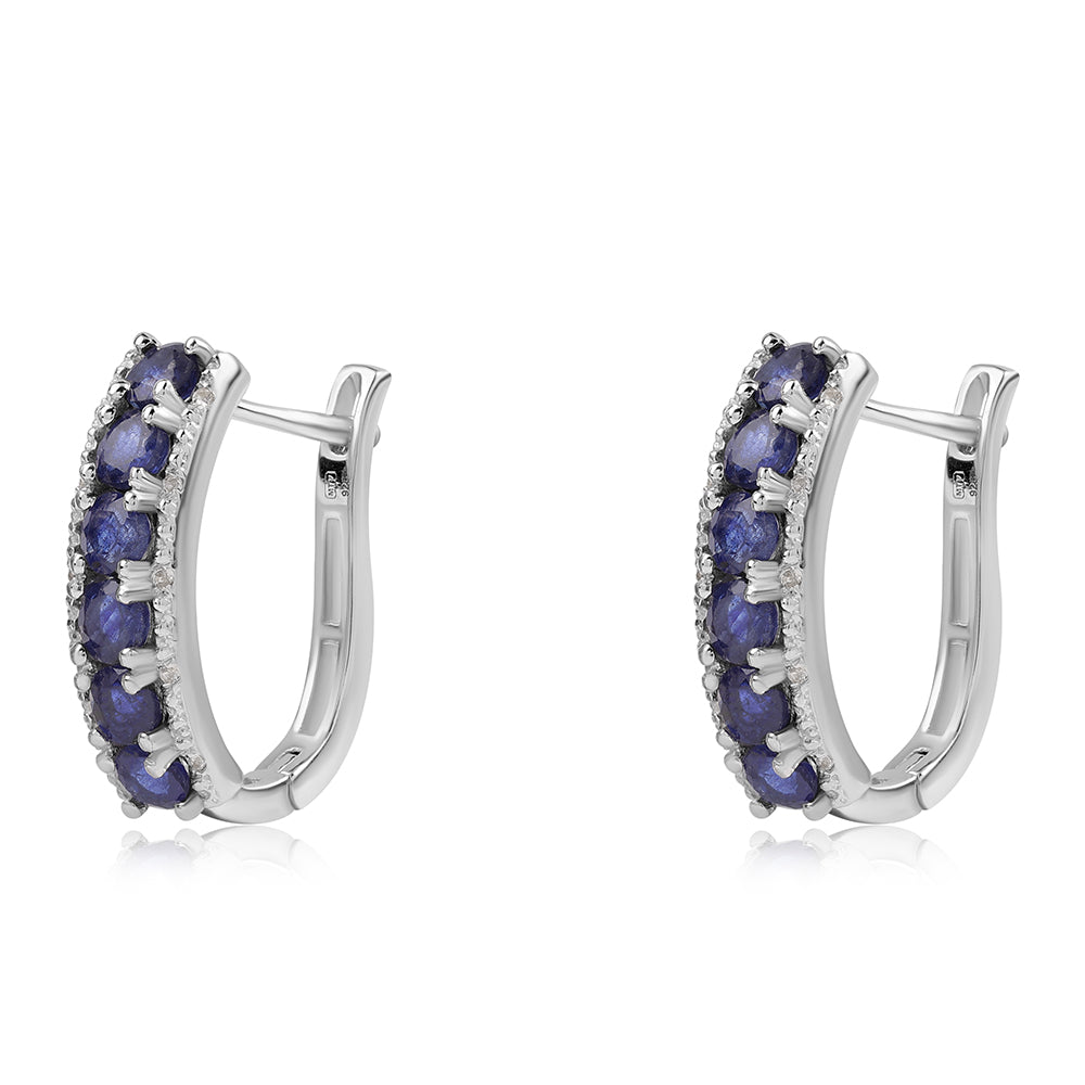 Pendientes de Plata con Zafiro Azul Australiano y Topacio Blanco