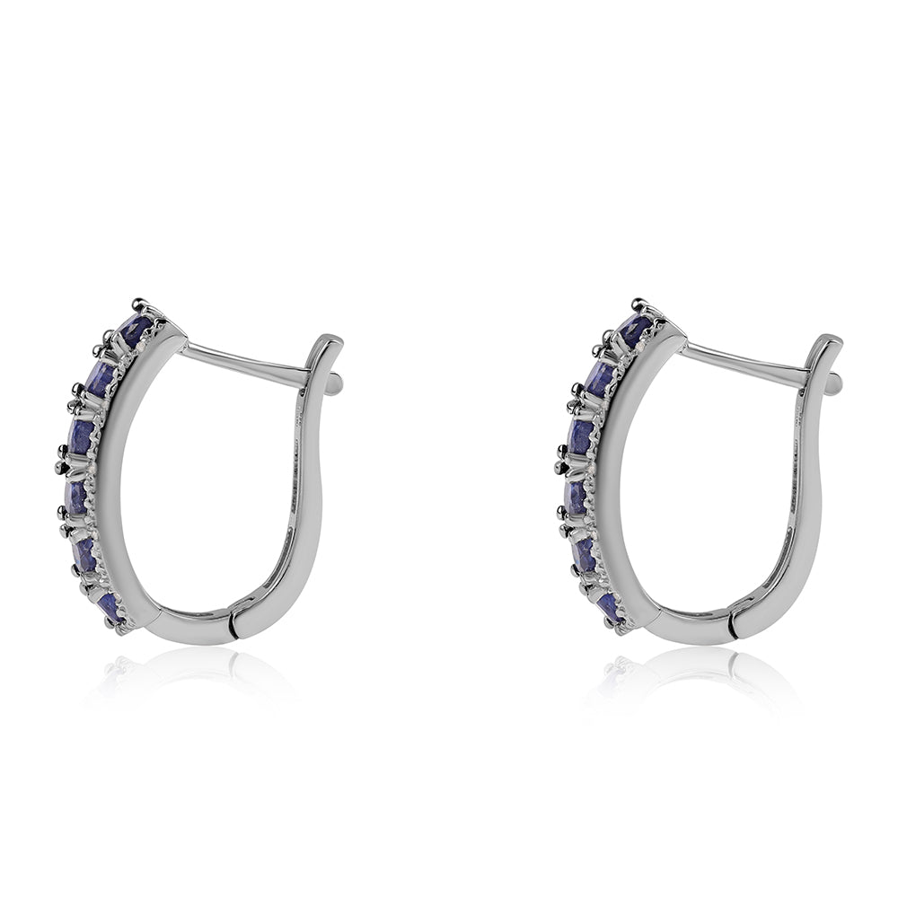 Pendientes de Plata con Zafiro Azul Australiano y Topacio Blanco 3 