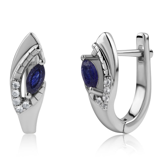 Pendientes de Plata con Zafiro Azul Australiano y Topacio Blanco