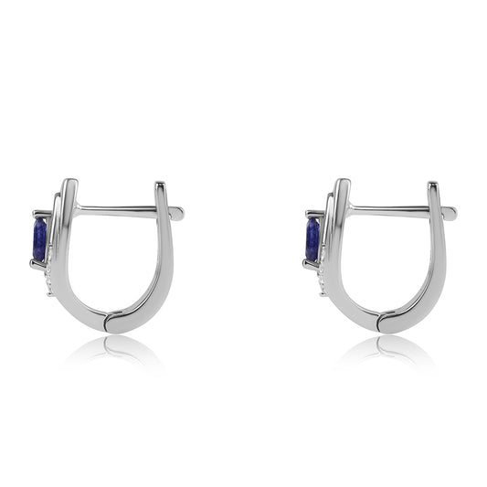Pendientes de Plata con Zafiro Azul Australiano y Topacio Blanco