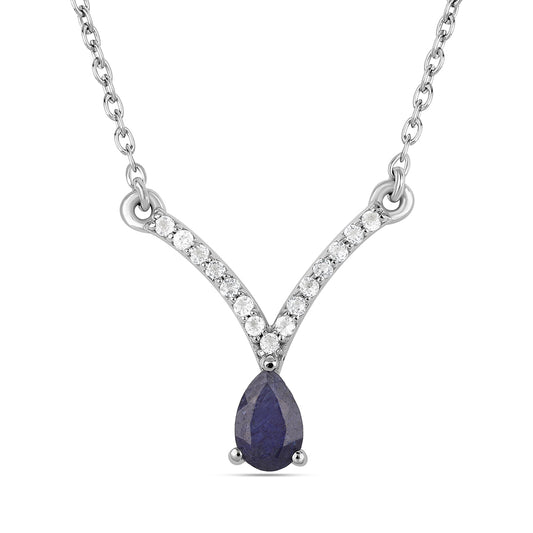 Collar de Plata con Zafiro Azul Australiano y Topacio Blanco