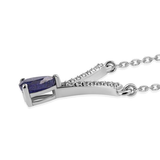 Collar de Plata con Zafiro Azul Australiano y Topacio Blanco