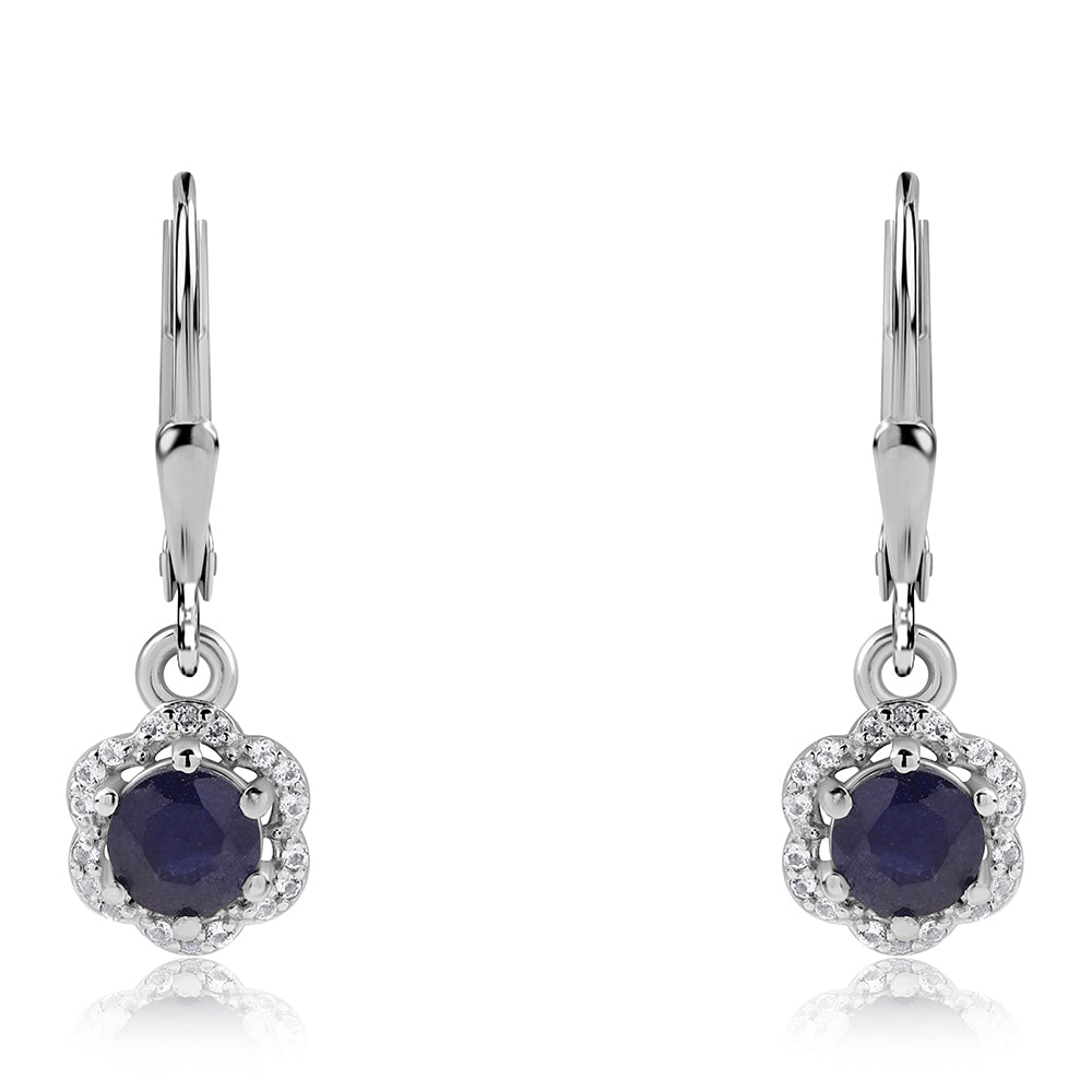 Pendientes de Plata con Zafiro Azul Australiano y Topacio Blanco