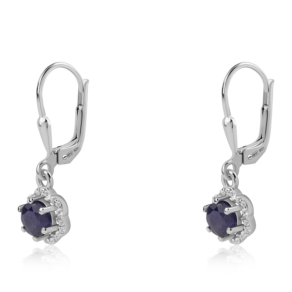 Pendientes de Plata con Zafiro Azul Australiano y Topacio Blanco