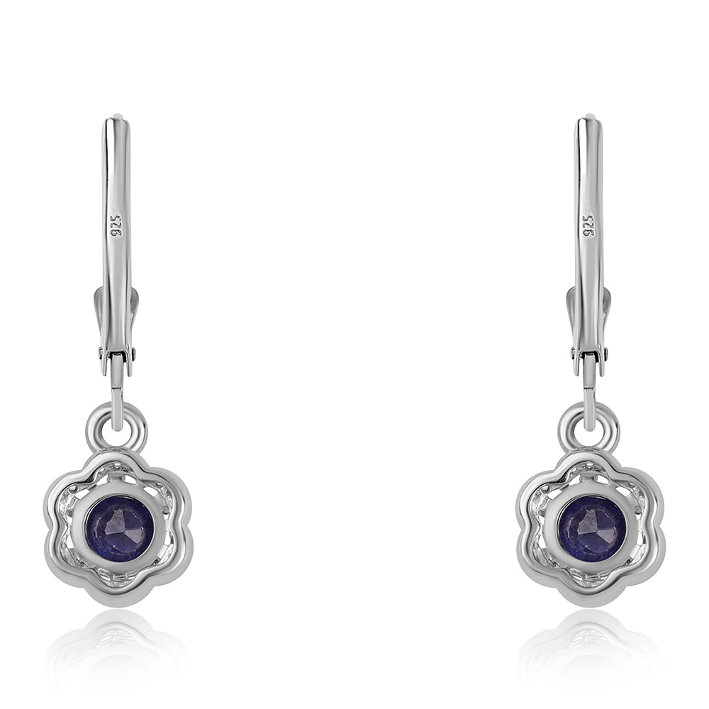 Pendientes de Plata con Zafiro Azul Australiano y Topacio Blanco 3 