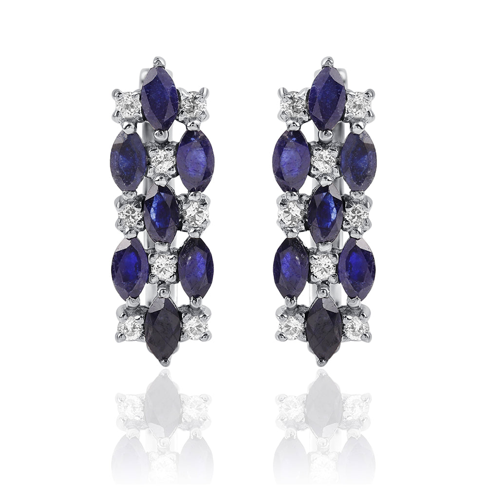 Pendientes de Plata con Zafiro Azul Australiano y Topacio Blanco 1 