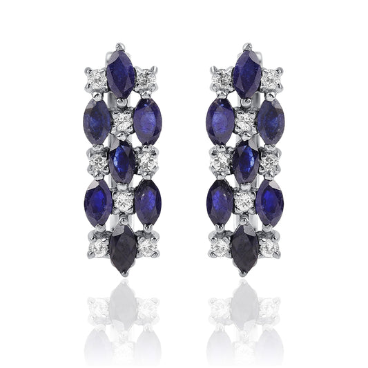 Pendientes de Plata con Zafiro Azul Australiano y Topacio Blanco