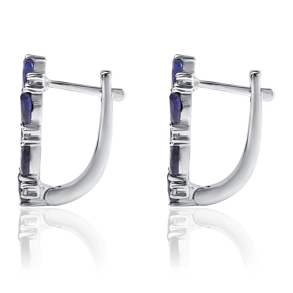 Pendientes de Plata con Zafiro Azul Australiano y Topacio Blanco