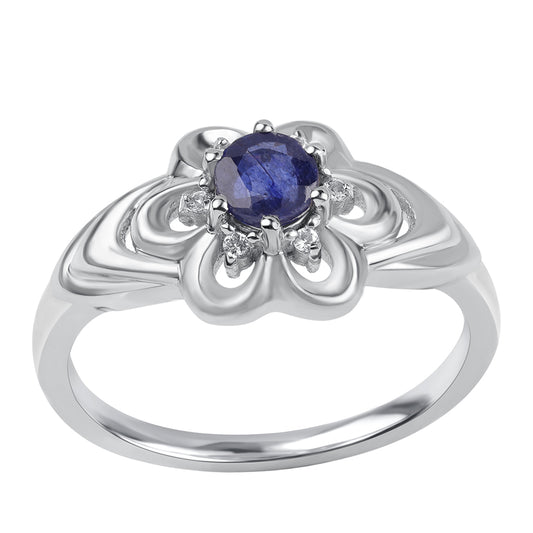 Anillo de Plata con Zafiro Azul Australiano y Topacio Blanco